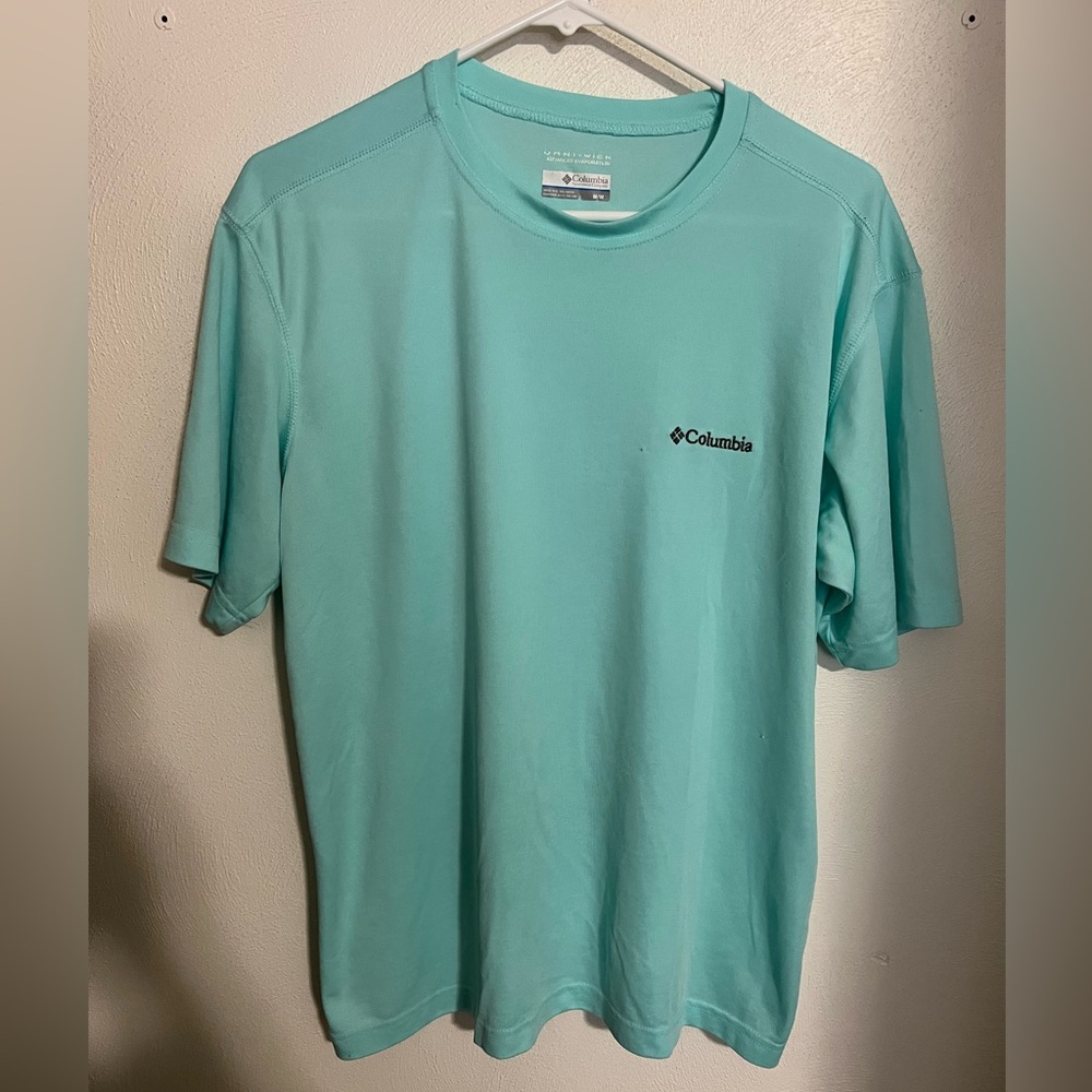 COLUMBIA SPORTSWEAR Classic Omni-Wick Embroidered Logo T Shirt Teal Men's Size M